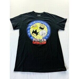 Hunter X Hunter Mens T-Shirt ‎ Small Black 4 Main Cast Characters Under Logo